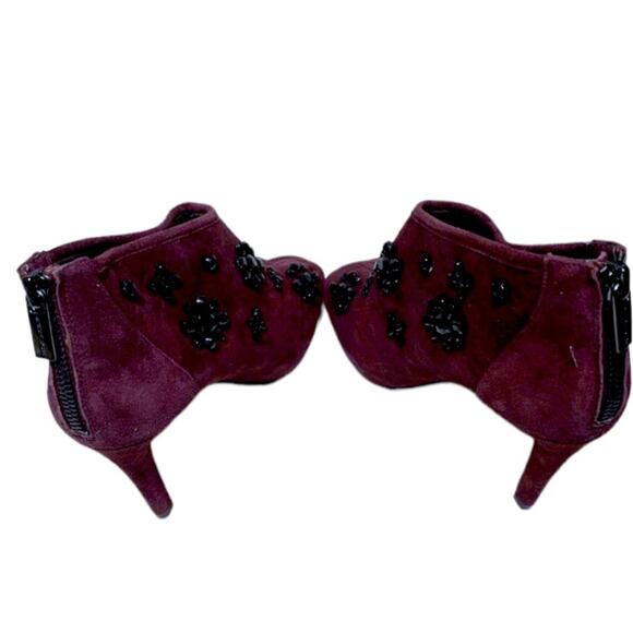 Michael Kors Suede Rhinestone Trim Peep-toe Heel Boots/Booties - Picture 5 of 8